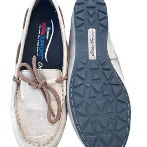 Eddie Bauer‎ Womens Tan Leather Boat Shoes Spenco Total Support Size 7.5